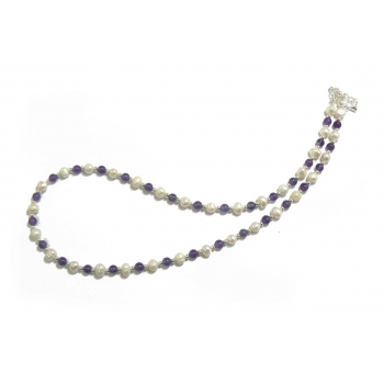Purple Amethyst and Pearl Necklace